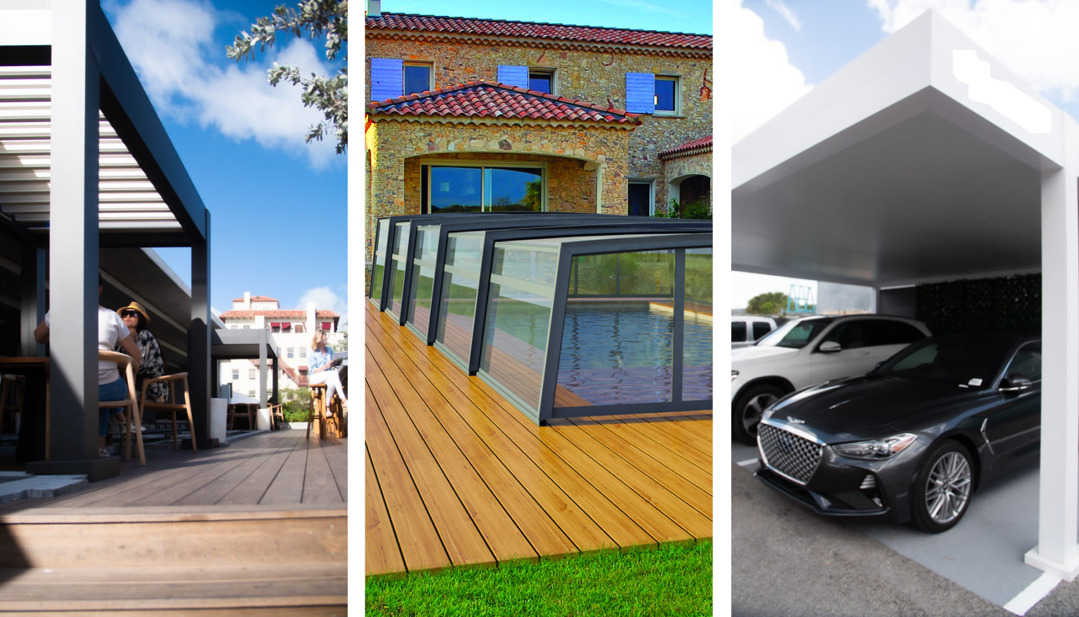 Azenco uses Aluminum Alloy for their pergolas, caports and pool cover structures