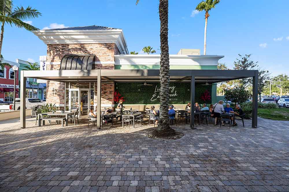 Sound Systems: Elevate your guests’ experience by adding a sound system tailored to your restaurant’s vibe. Azenco Outdoor pergolas