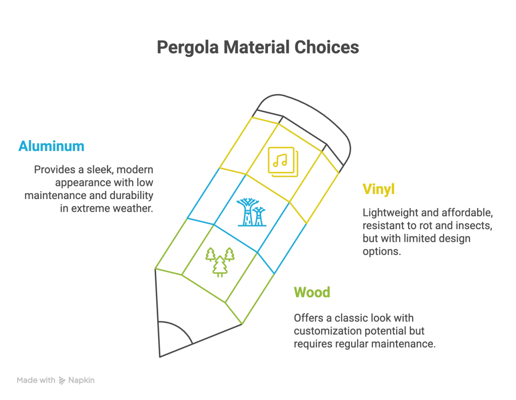 Pergola Material Choices Visual Graphic