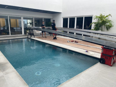 inground pool cover for a pool deck installation