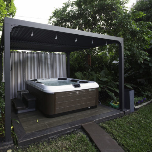 louvered roof pergola - jacuzzi