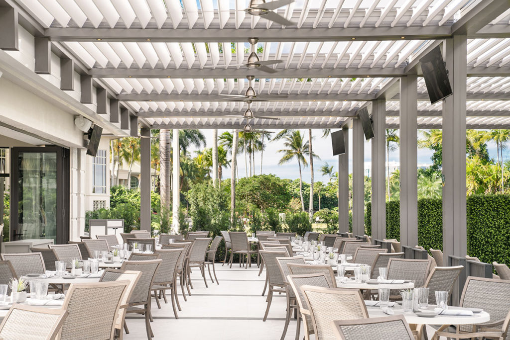 Restaurant terrace - Boca West country club - louvered pergola