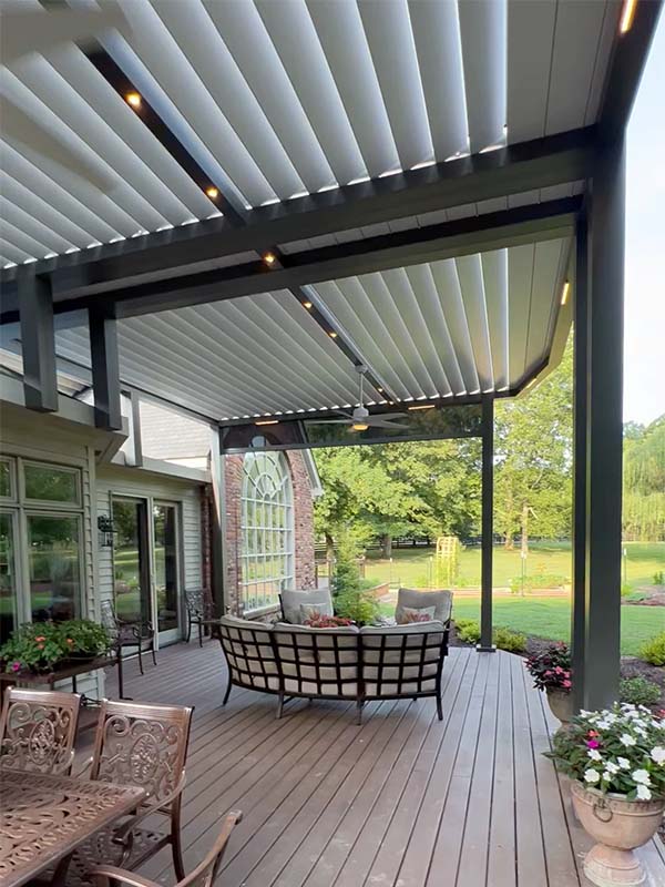 motorized louvered pergola by Azenco - model R-Blade
