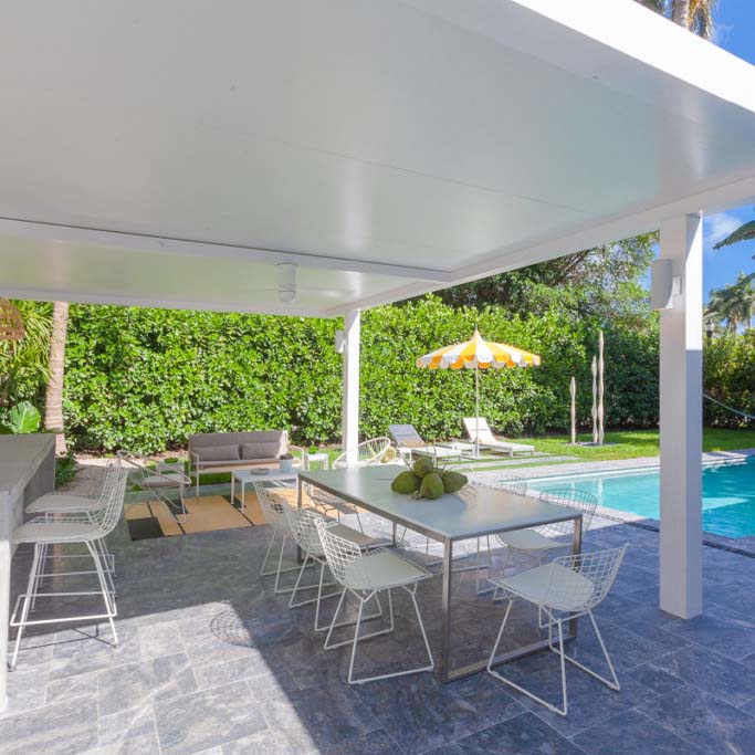 Azenco fixed roof pergola - detached covered patio ideas