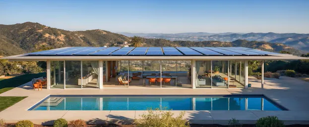 flat roof pergola with solar panels