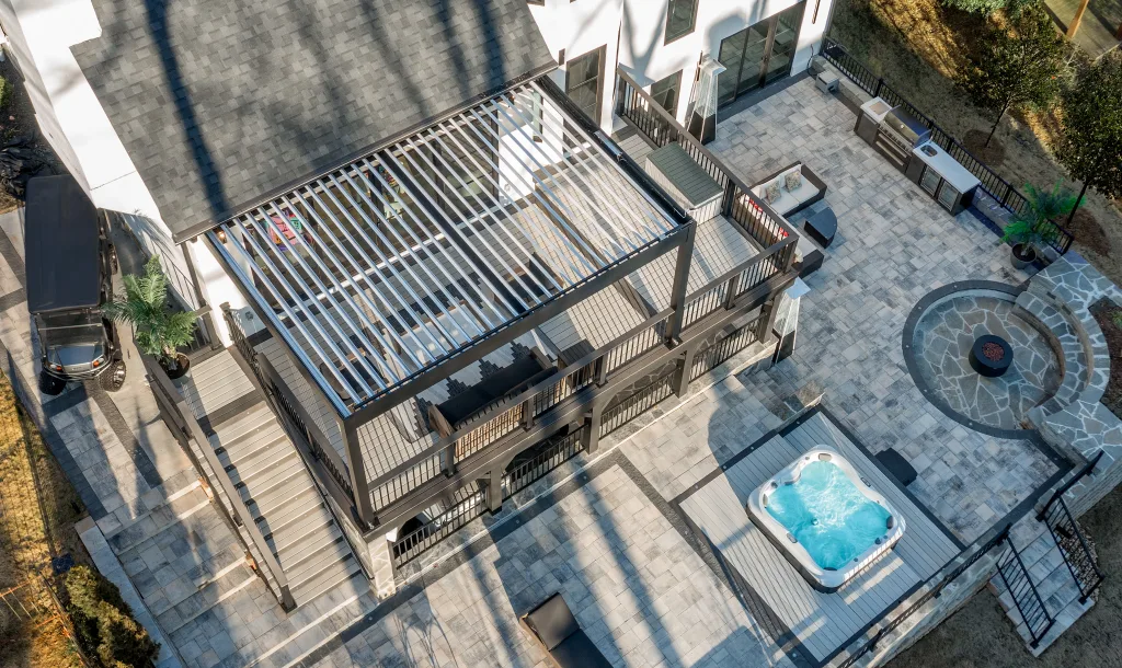 aerial view of an r-blade on a porch