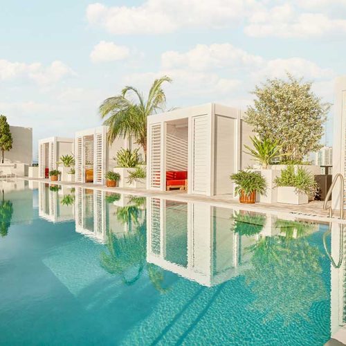 Hotel rooftop freestanding cabanas peroglas -Azenco Outdoor